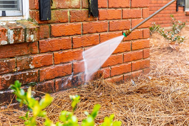 power washing brick home