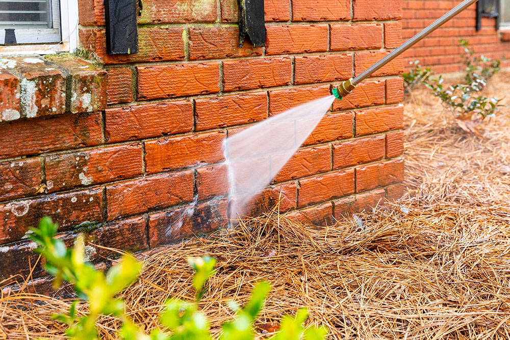 power washing brick home
