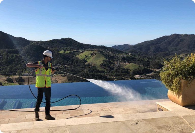 power washing pool deck
