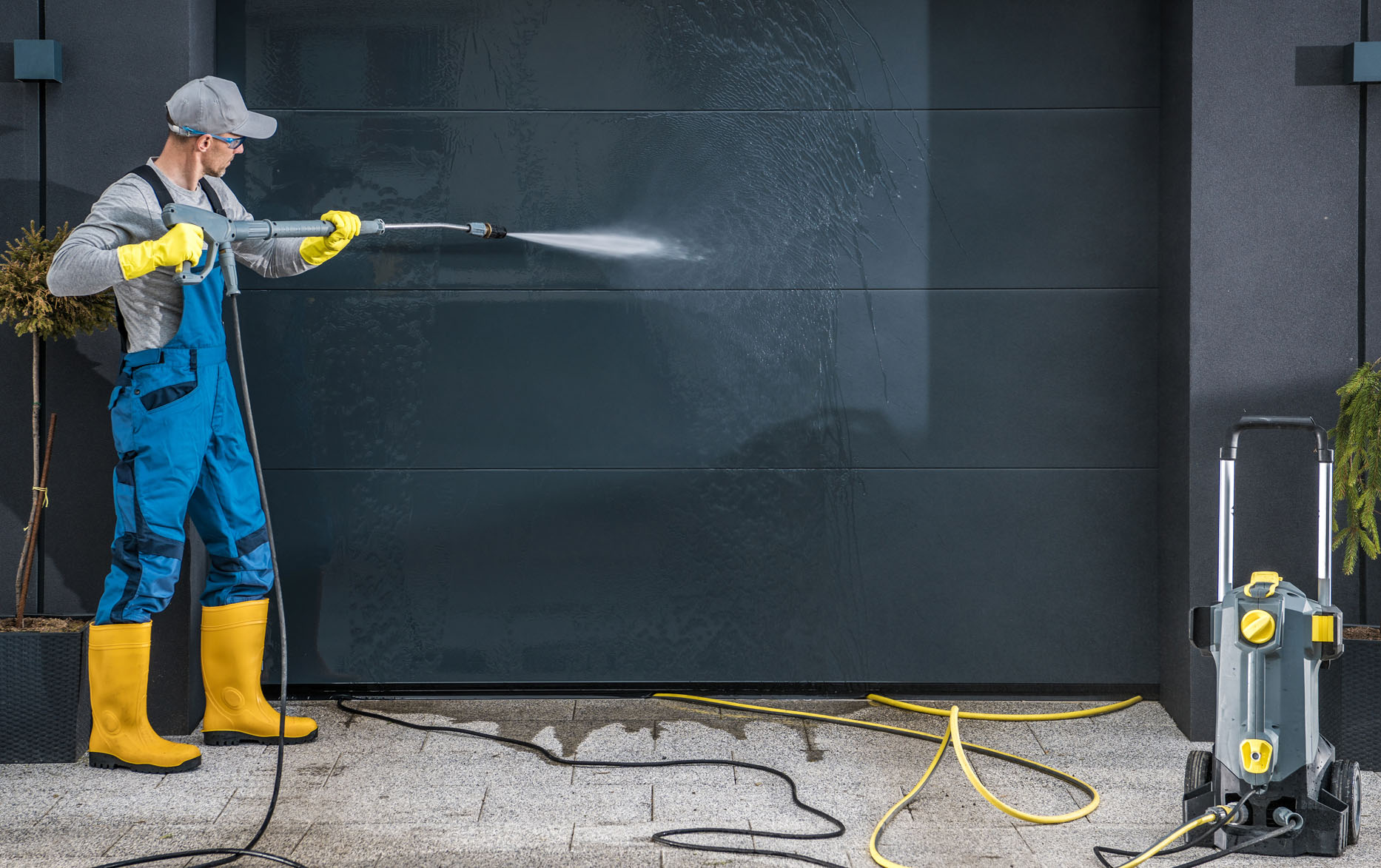 power washing garage door