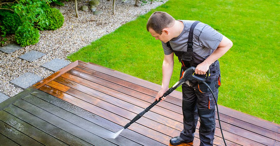 power washing wood deck
