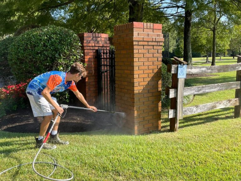 power washing brick